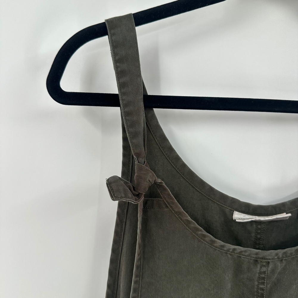 Valerie Stevens Midi‎ Dress PL Lagan look Charcoal Gray Pinafore Bib Pockets - Picture 6 of 9